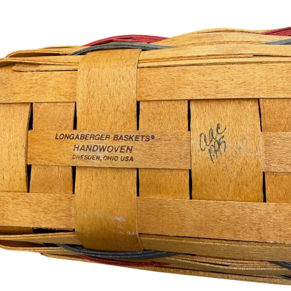 Longaberger 1995 Cracker Basket With Divider Red‎ Green Christmas 5